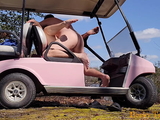 ALMOST CAUGHT!! Wife fucked on campground nature trail, finished off on her pink golf cart - Becky Tailorxxx